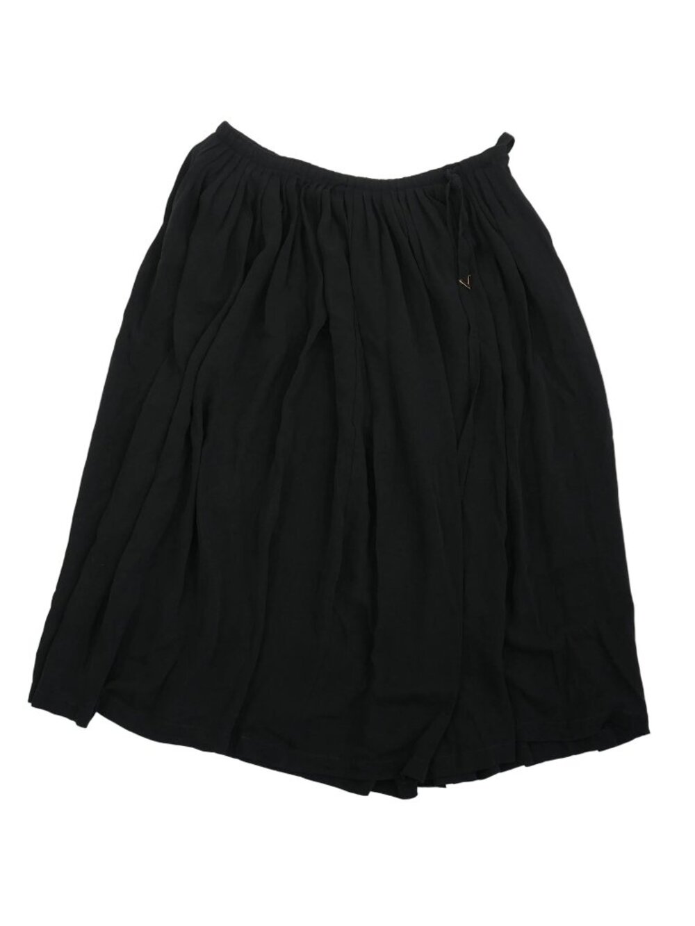 Valentino Black Pleated Midi Skirt V Logo Accent Size 44